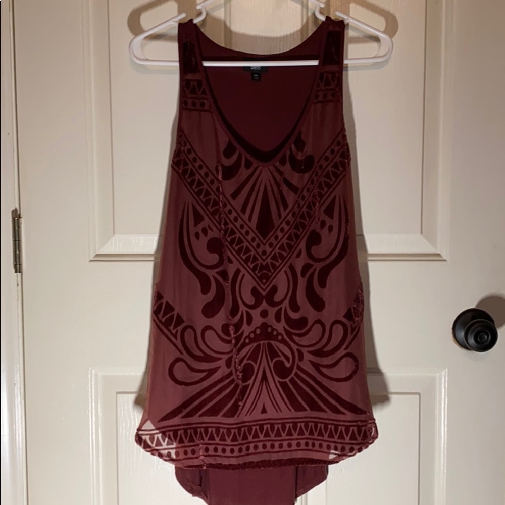 Burgundy Sleeveless Blouse